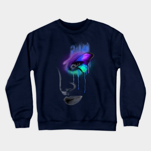 WOMAN IN A BUTTERFLY EYE Crewneck Sweatshirt by PJ INFLUENCER